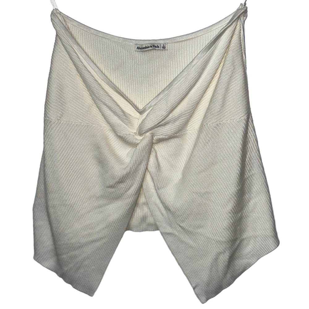 NEW Abercrombie & Fitch Cream White Ribbed Knit Strapless Tube Top Blouse Size L
